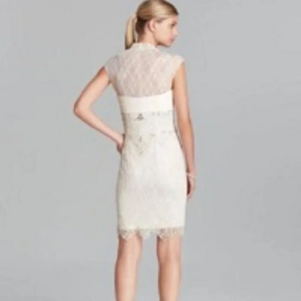SUE WONG NEW Ivory Lace Beaded Party Cocktail Dress 4 GORGEOUS NWT $574 - Picture 4 of 4
